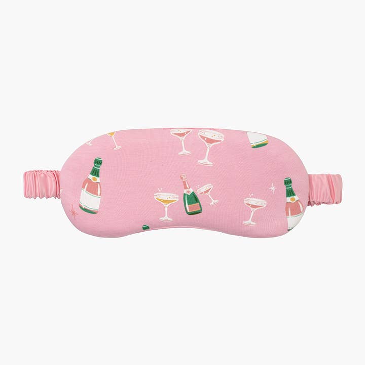 PINK LUXE BAMBOO JERSEY CHAMPAGNE BUBBLES SLEEP MASK for wholesale on Faire0