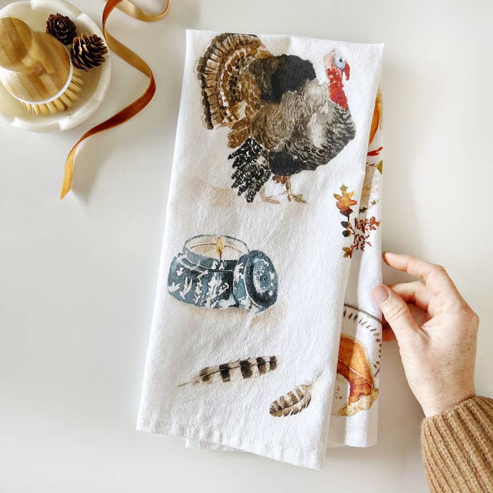 thanksgiving tea towel for wholesale by emily lex studio