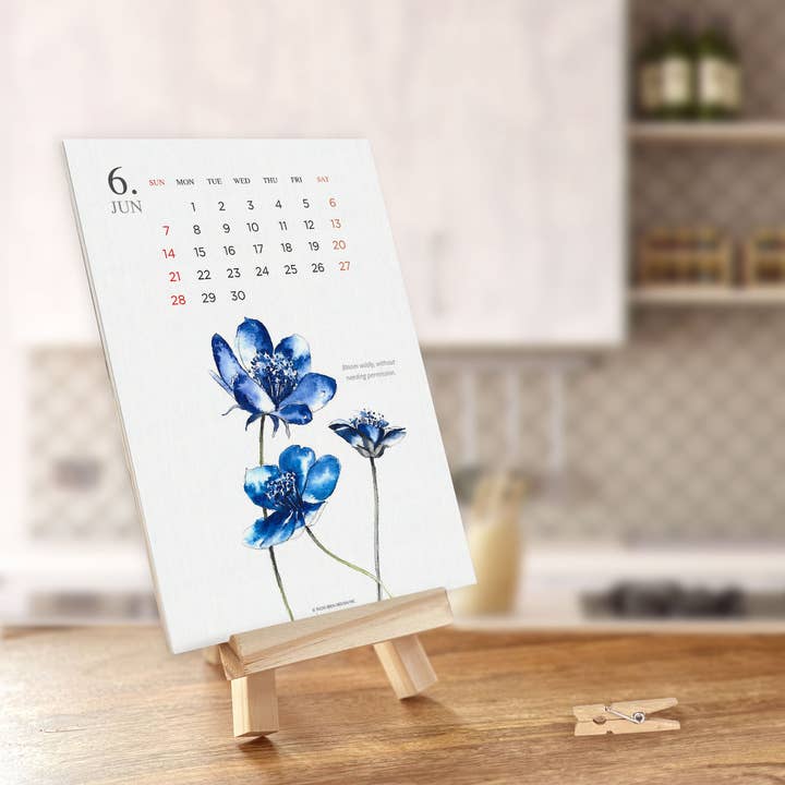 2026 Botanical Desk Calendar – Watercolor Florals with Easel for wholesale by Todo Bien Design Inc