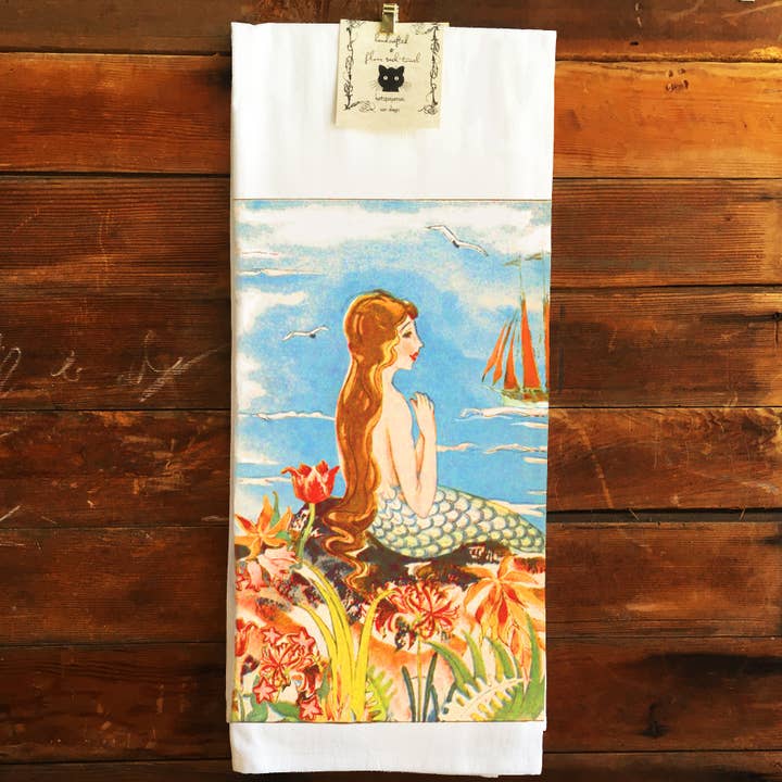 Torchon de cuisine Sirène Tallship Sac de farine en coton pour la vente par katzpajamas