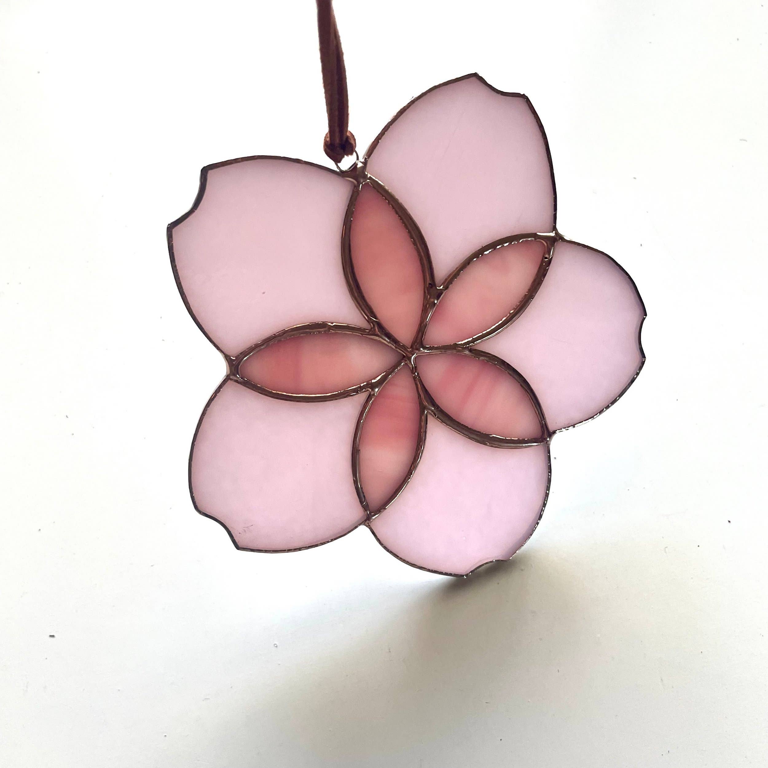 Colin Adrian Glass - Wholesale Suncatcher - Stained Glass Cherry Blossom (Sakura) 5" pink1