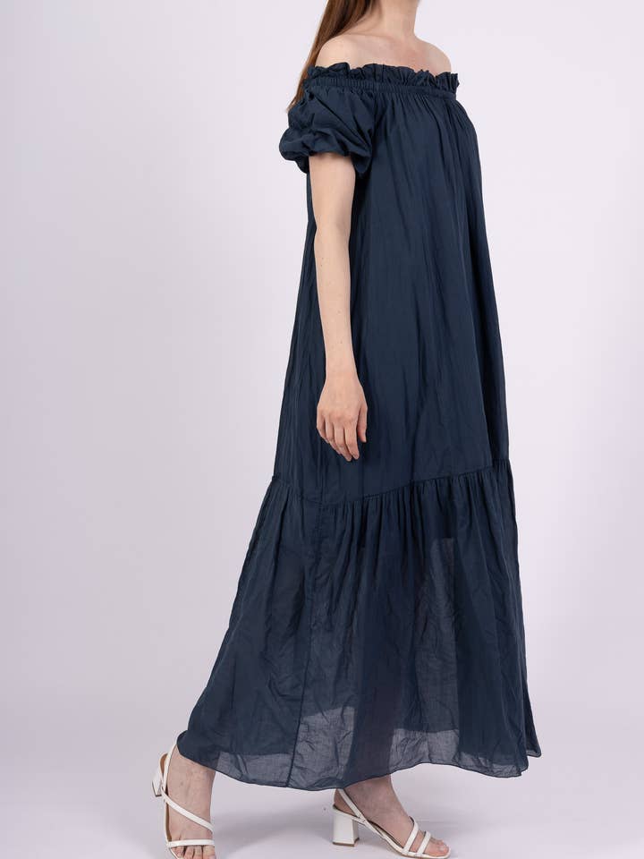 Mimi & Gogo - Vente Robe – femme - Robe Longue En Voile De Coton À Volants @27043_RLDouble