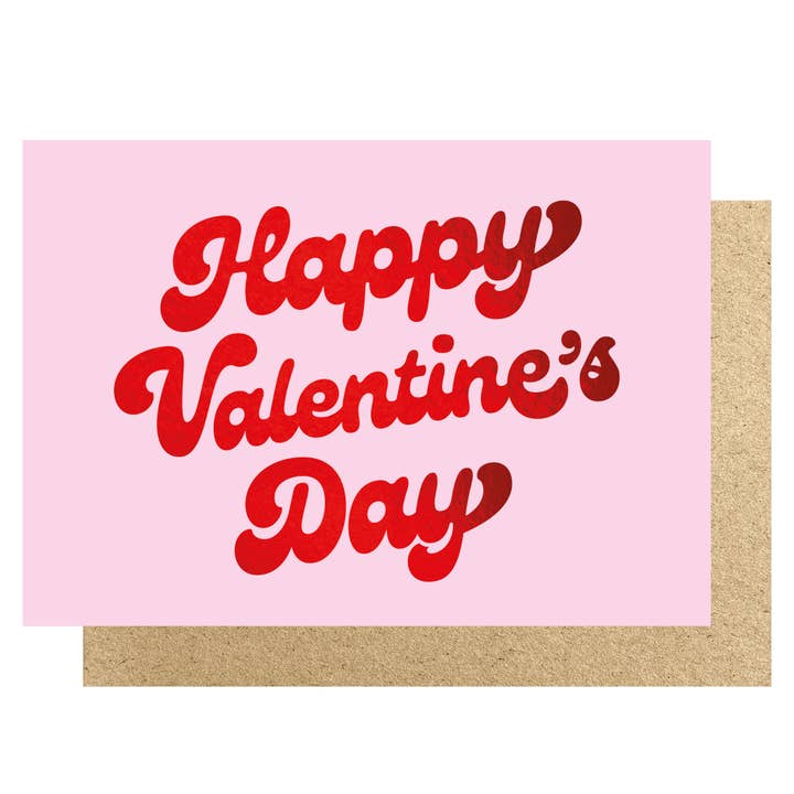 Happy Valentine's Day red foil card for wholesale by Lucky Ink