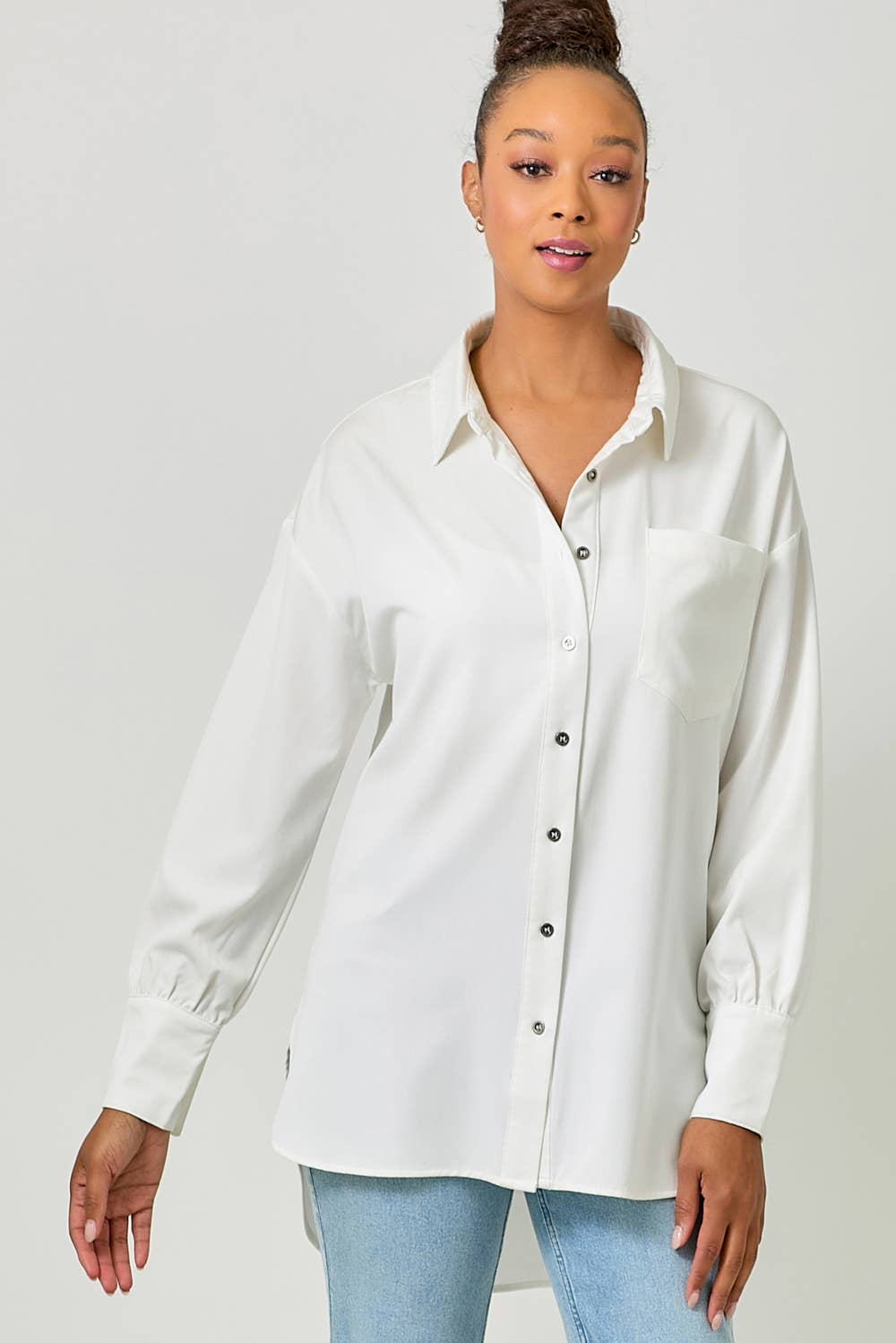 Mystree - Wholesale Button Down Shirt - Women's - 60937 Tencel Oversized Button Up Shirt15