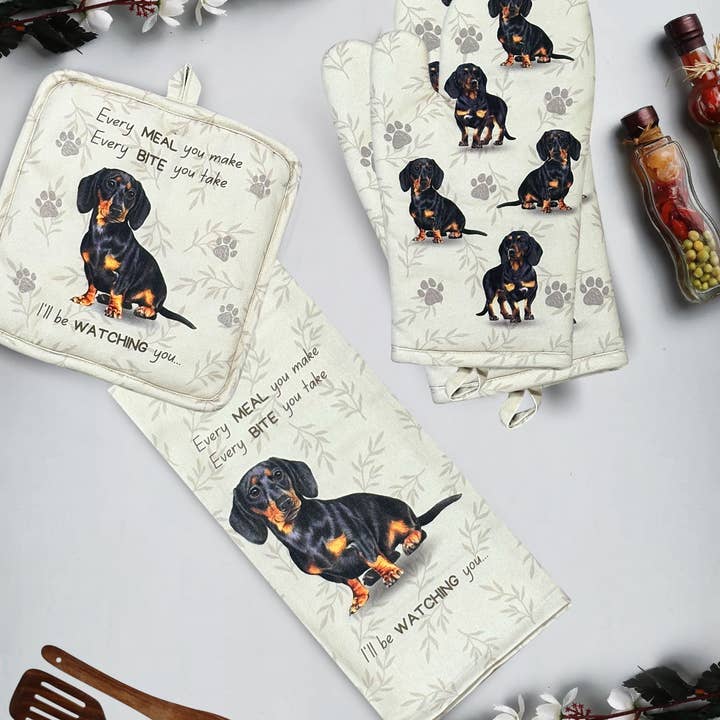 E&S Pets – Engroshandel Grydelap – Grillhandskesæt, gravhund sort3