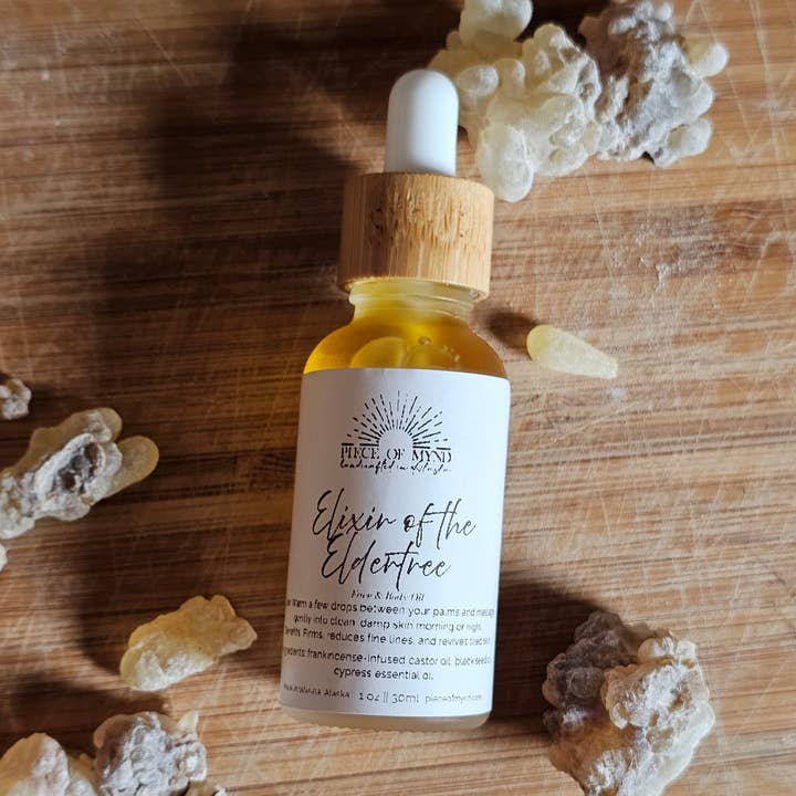 Elixir of the Eldertree | Frankincense Infused Facial Oil (1oz Bottle) for wholesale by Piece of Mynd
