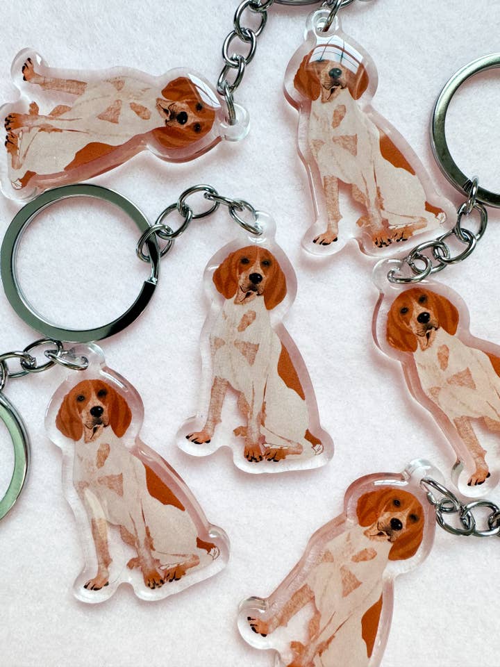 Redtick Coonhound Keychain for wholesale by Our Cheery Corner