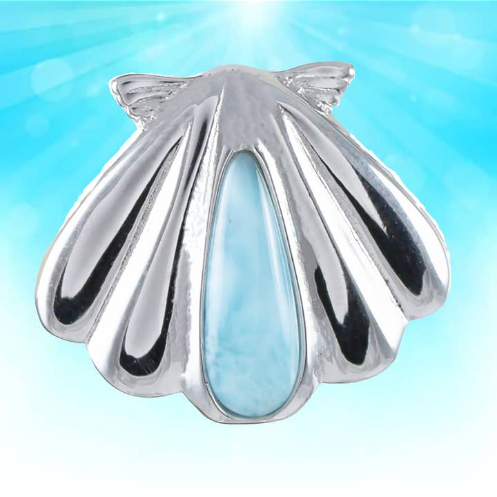 Hawaiianskt äkta larimar snäckskalshänge, hänge i sterling silver med larimar snäckskal, julklapp till mamma födelsedagspresent för wholesale av Paradise Treasures Jewelry