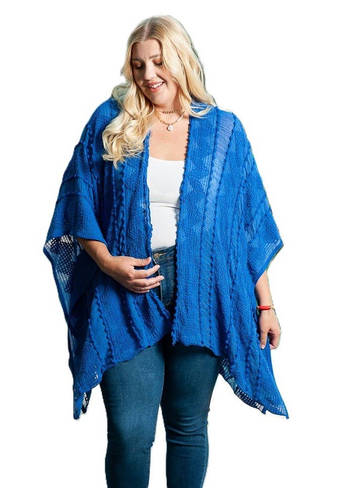 Justin & Taylor - Wholesale Kimono - Women's - Puffer-Up | Soft Textured Cover-Up Kimono With Pom Detail22