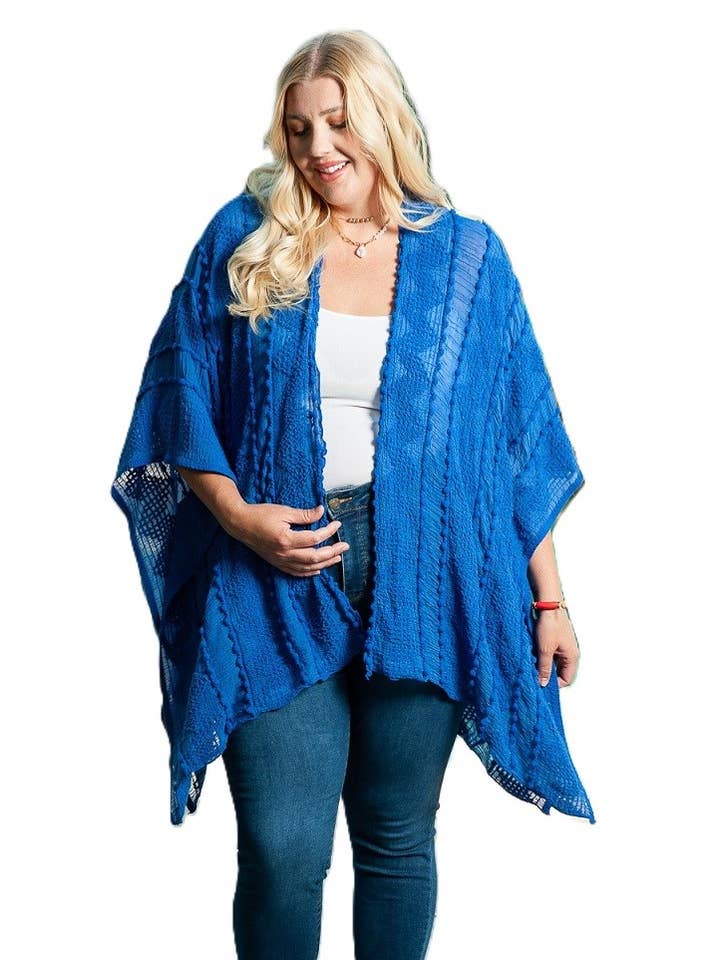 Justin & Taylor - Wholesale Kimono - Women's - Puffer-Up | Soft Textured Cover-Up Kimono With Pom Detail22