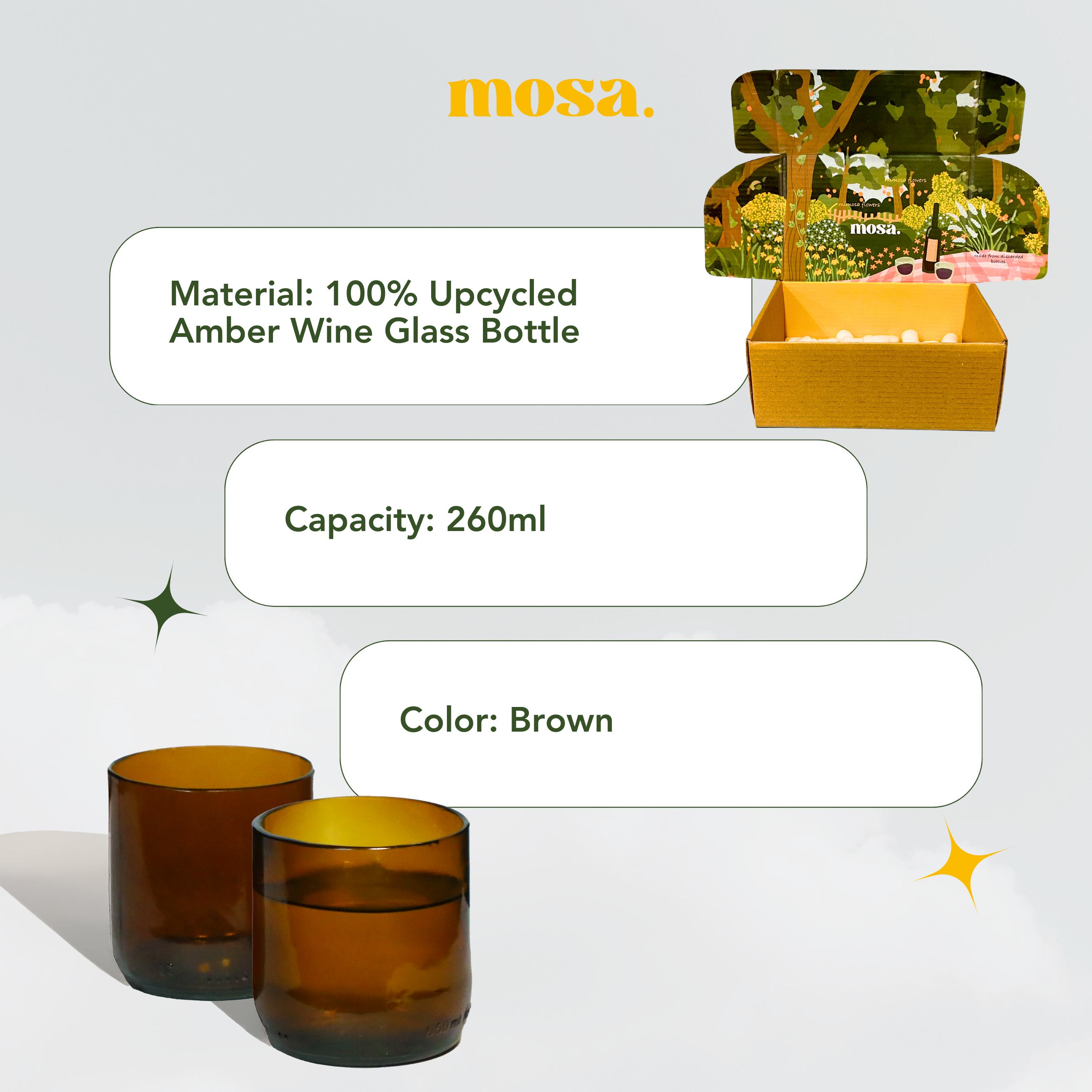 Mosa – wholesale Dricksglas och koppar – Bärnstensfärgade vinglas av flaskor4