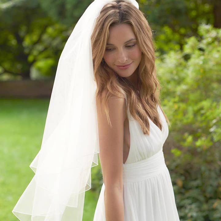 Ivory 2 Layer Pencil Edge Veil for wholesale on Faire