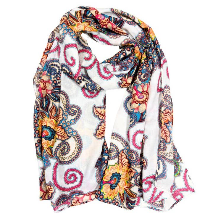 Printed Multicolor Floral Cotton/Viscose Scarf For Women: for wholesale by scaarf.com