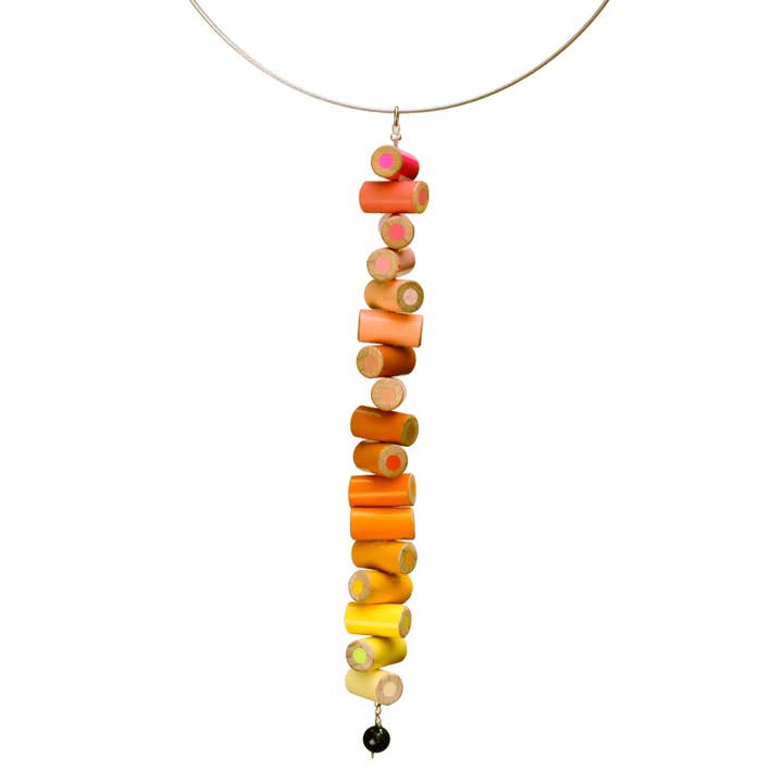Amy Pfaffman Jewelry - Wholesale Pendant/Charm Necklace - Colored pencil long pendant on steel cable3