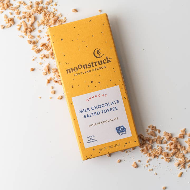 Moonstruck Chocolate Co - Wholesale Chocolate Bar - Crunchy Milk Salted Toffee Bar