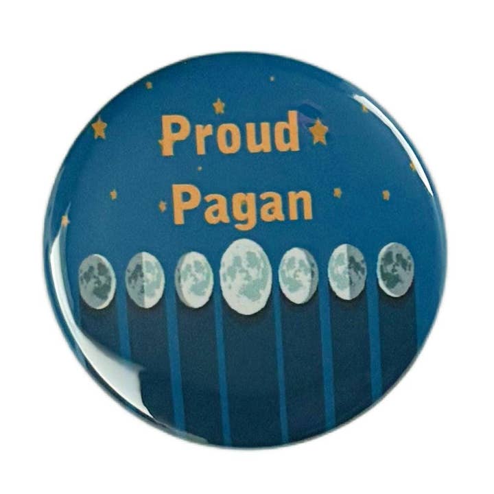 Proud Pagan Wicca Witchy Pinback Button & Fridge Magnet for wholesale by Figgy Digital