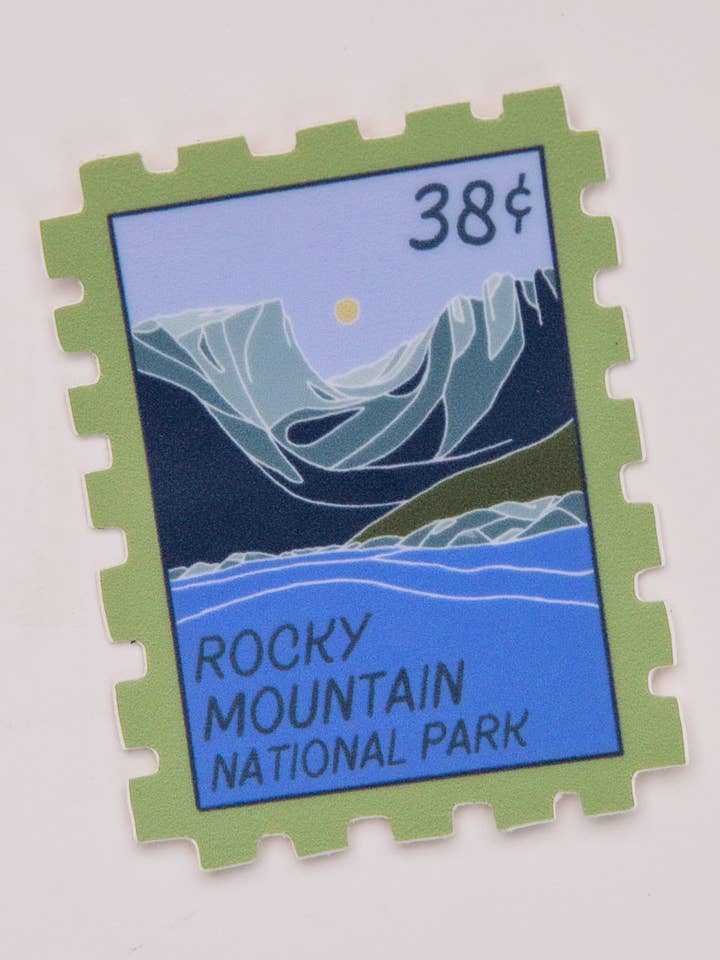 Rocky Mountain National Park Stamp Sticker for wholesale by Emma Menke Art