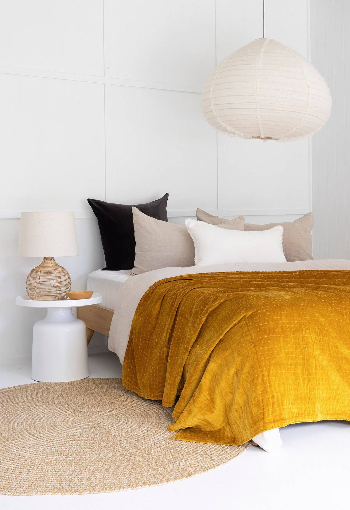 Linen Connections - Wholesale Quilt - Velvet Kantha Quilt Bedspread Boho Cotton Quilt - Mustard