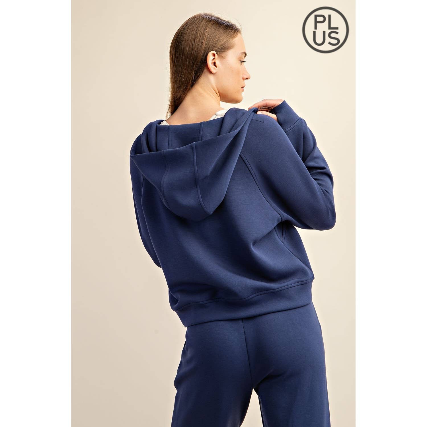 Rae Mode - Vente Veste de sport – femme - VESTE À CAPUCHE QUART DE ZIP EN SCUBA MODAL GRANDE TAILLE27