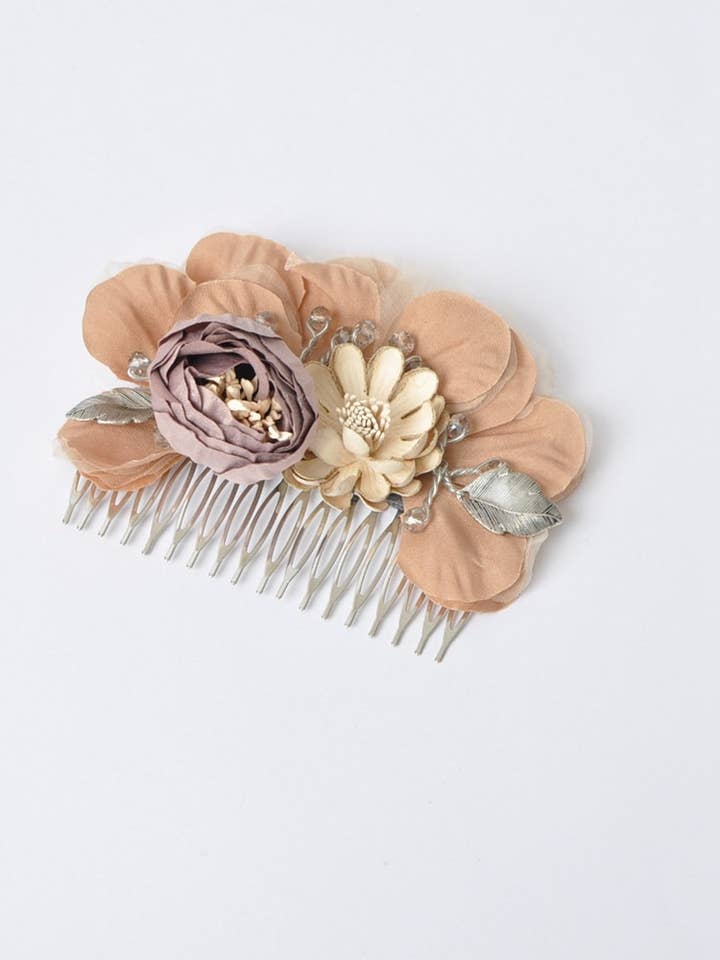 Metallic Flower Comb for wholesale by Victoria Moda