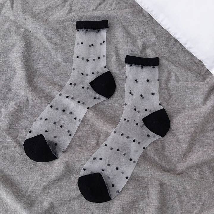 Sweet Cherry Sky - Wholesale Socks - Women's - Sheer Socks with Fun Designs in Black or White6