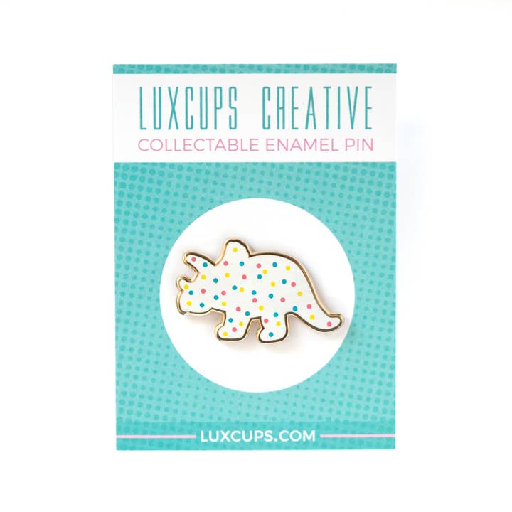 LuxCups Creative - Wholesale Lapel pin/button - Triceratops Dino Cookie Pin1