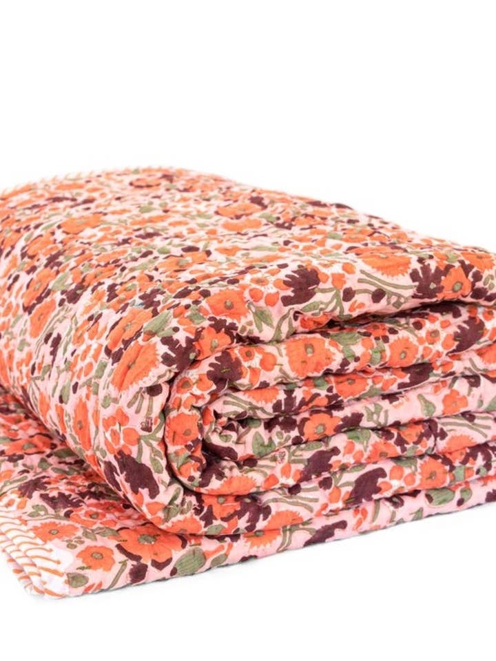 Inderdeks Handbedrukt Katoenen Kantha Quilt Plaid voor wholesale door Artsy Home