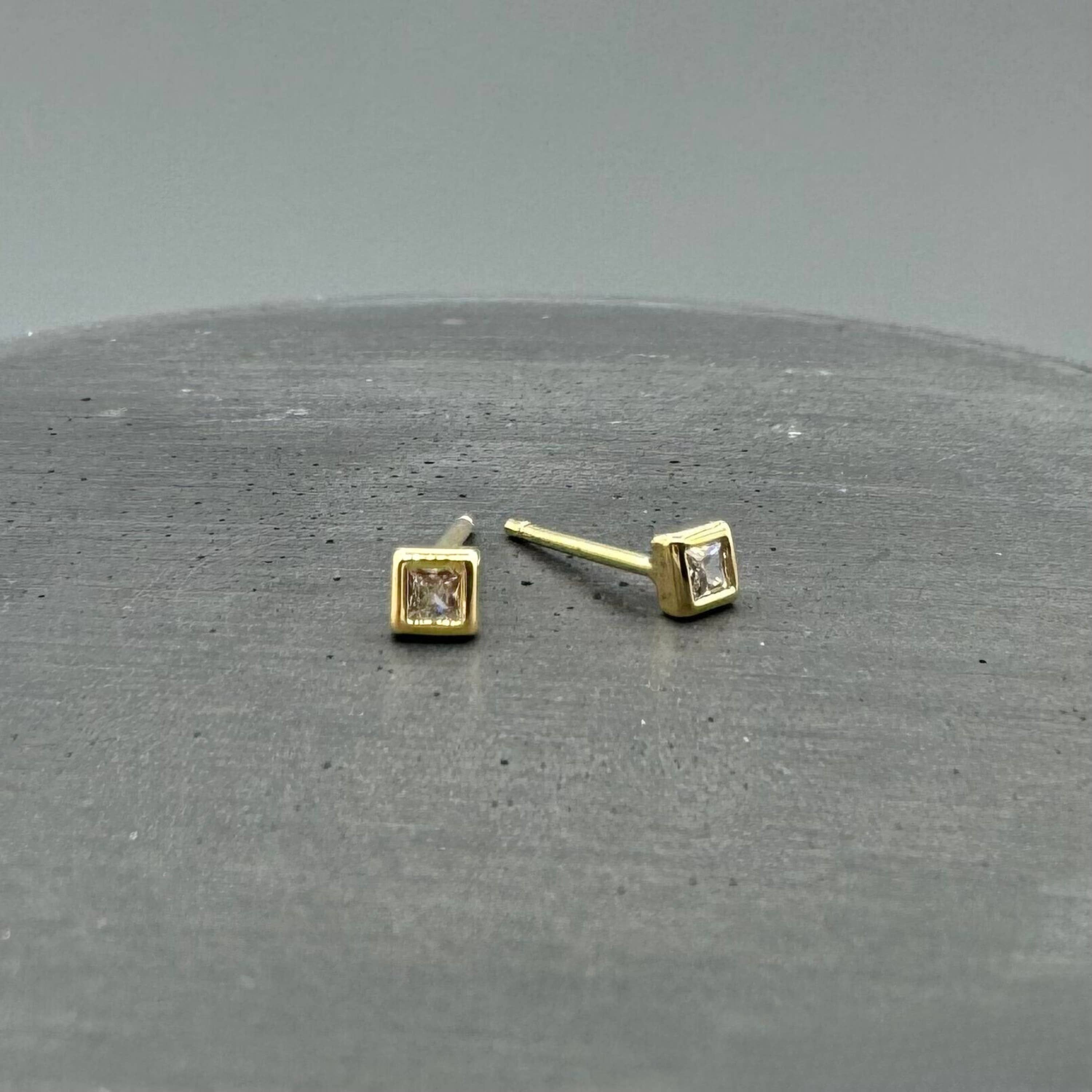 Something Silver - Wholesale Stud/Post Earrings - Mini CZ Square Bezel Studs2