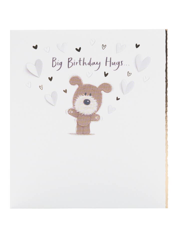Birthday Card - Woof Surrounded By Lots Of Hearts Design for wholesale by UK Greetings