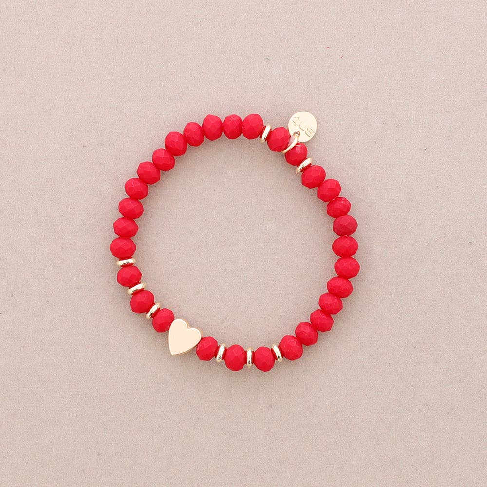 Sonata – Pulseira de missangas por atacado – Pulseira elástica com coração metálico e cristais facetados6