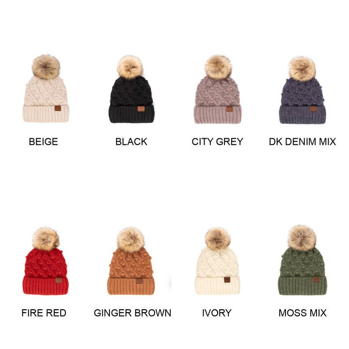 Truly Contagious - Wholesale Beanie - Women's - CC Crafted Pom Detail Beanie ( HAT-3836 )
