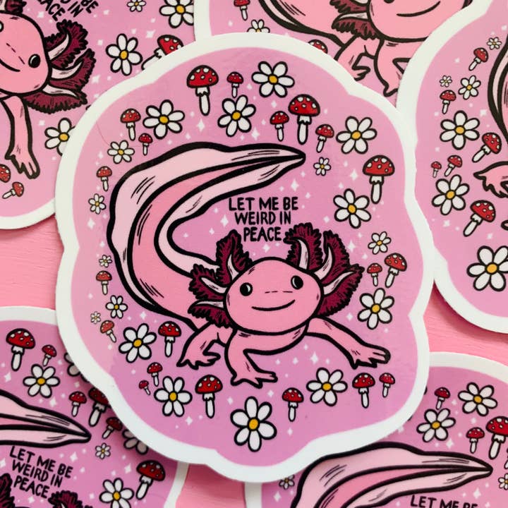 Axolotl Sticker Weird Decal Funny Cringe Humor Sarcastic Unhinged Sticker Laptop Car Window for wholesale by Eska and the Alpenglow