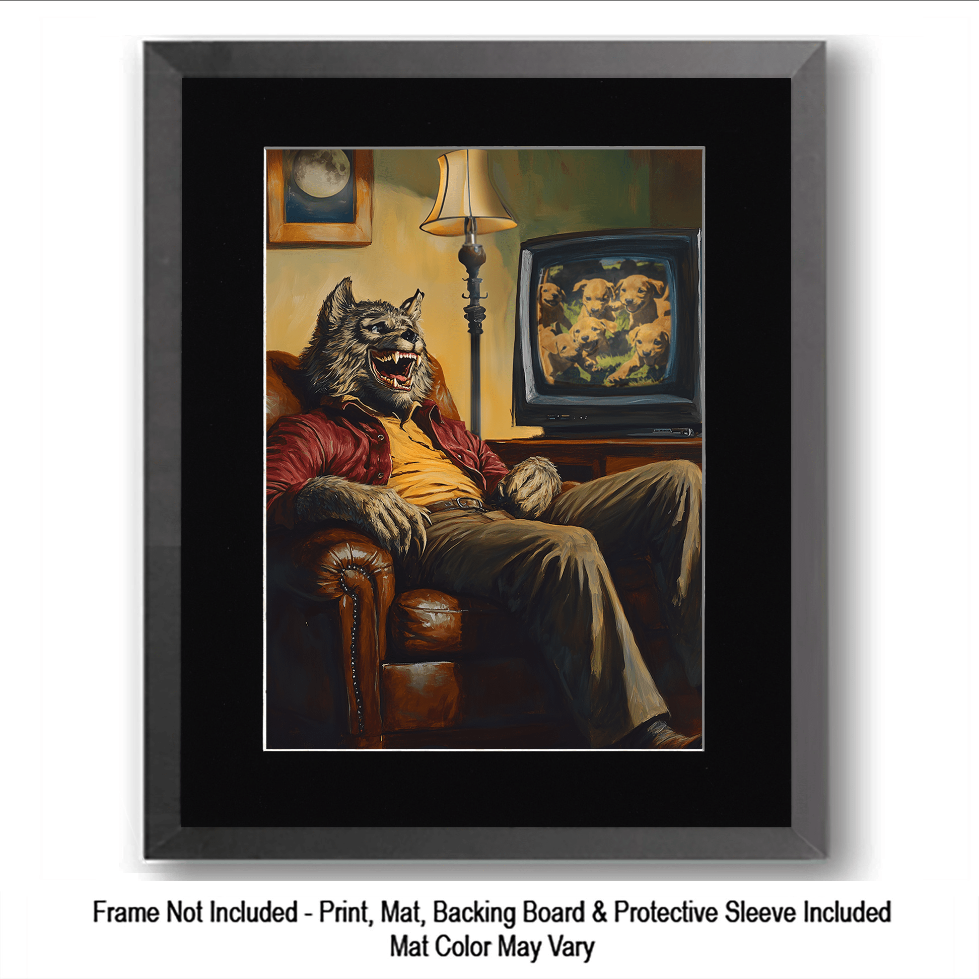Mowbi – wholesale Art print – Wendigo at the Barber Shop - Monsters in Everyday Life Art Prints – 8″x10″ Artwork for 11″x14″ Frame10