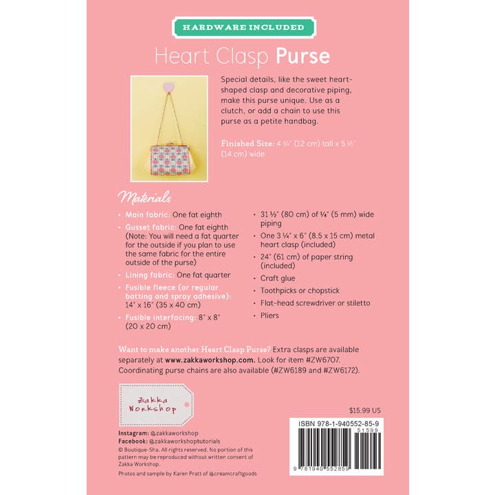 Zakka Workshop – wholesale Clutch bag – women's – Heart Clasp Purse Rose Gold (#ZW2859)3