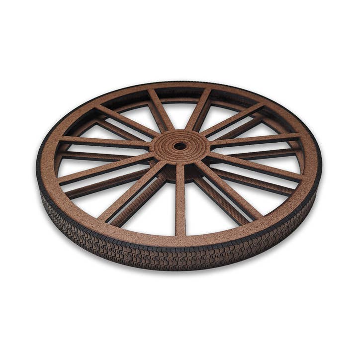 Handcrafted 12 inch HDF Wheel with Vintage Wagon Look - Rustic Decor for Events for wholesale by Wild Woodworker