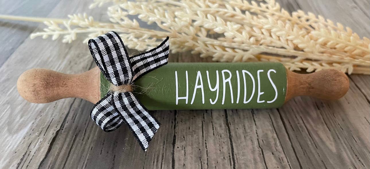 AH Designs 15 - Wholesale Decorative Tabletop Object - 7” Fall theme Farmhouse Tier Tray Mini Rolling Pin3