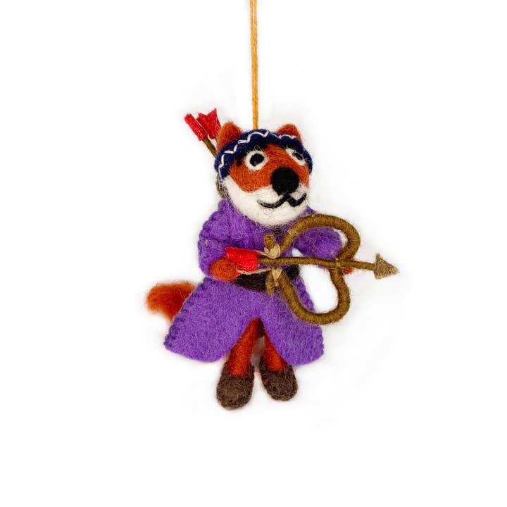 Felt So Good - Wholesale Ornament - Handmade Felt Fox Robin Hood & Maid Marion Decoration1