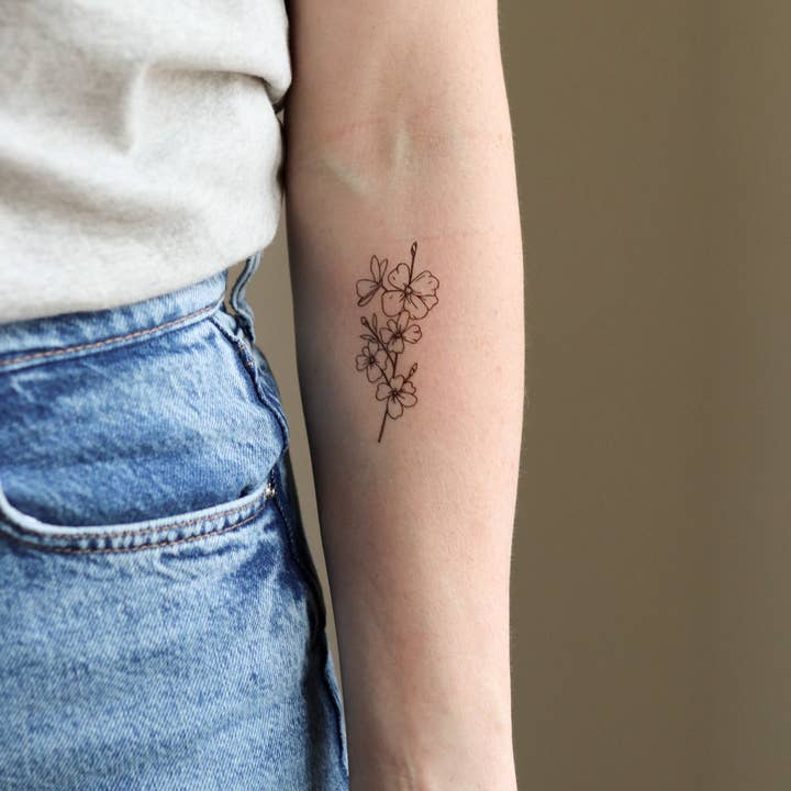 Saint Tattoos - Wholesale Temporary Tattoo - March Birth Flower - Cherry Blossom Temporary Tattoos1