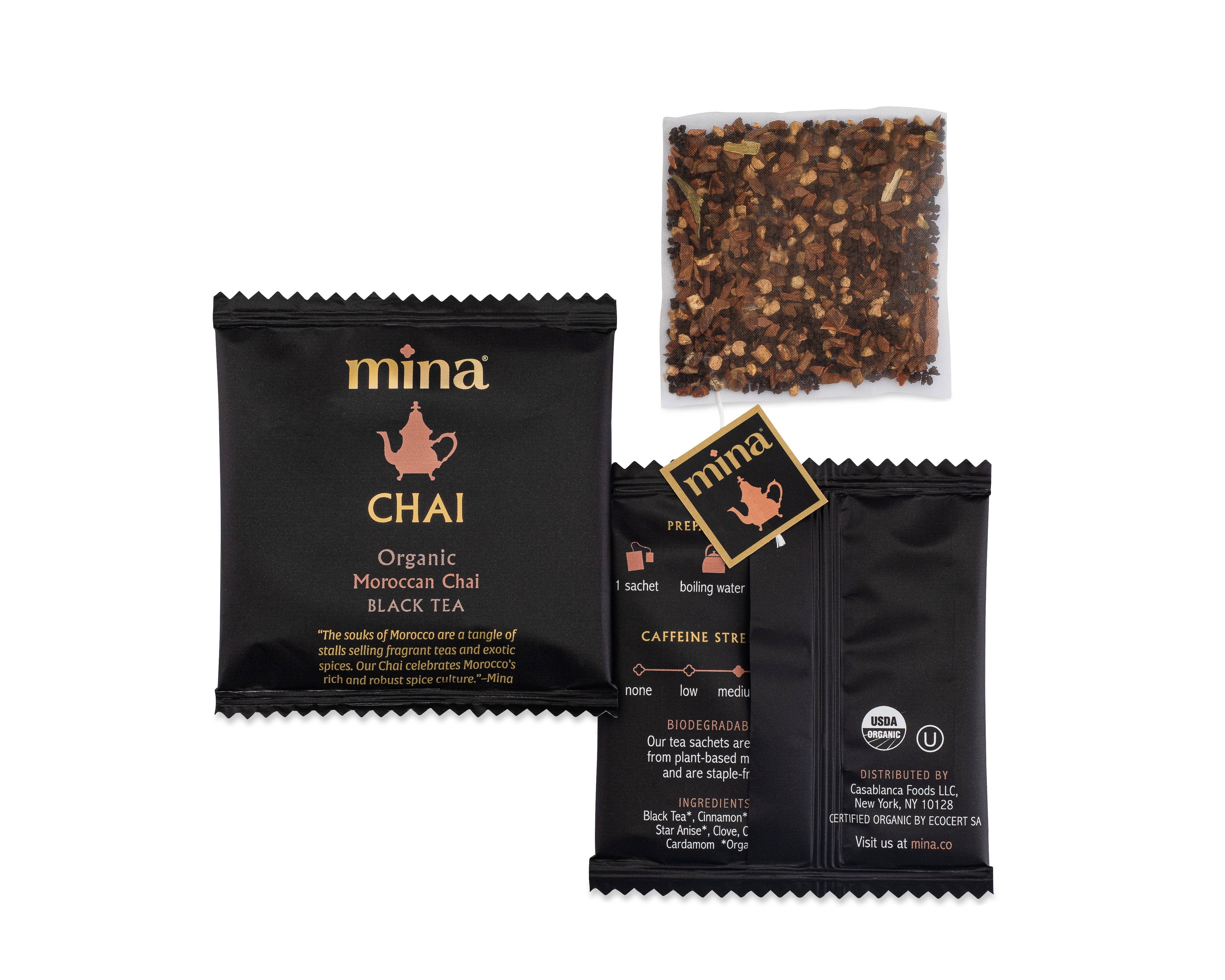 Mina - Vente Sachets de thé - Thé noir Chai marocain biologique Chai 15ct3