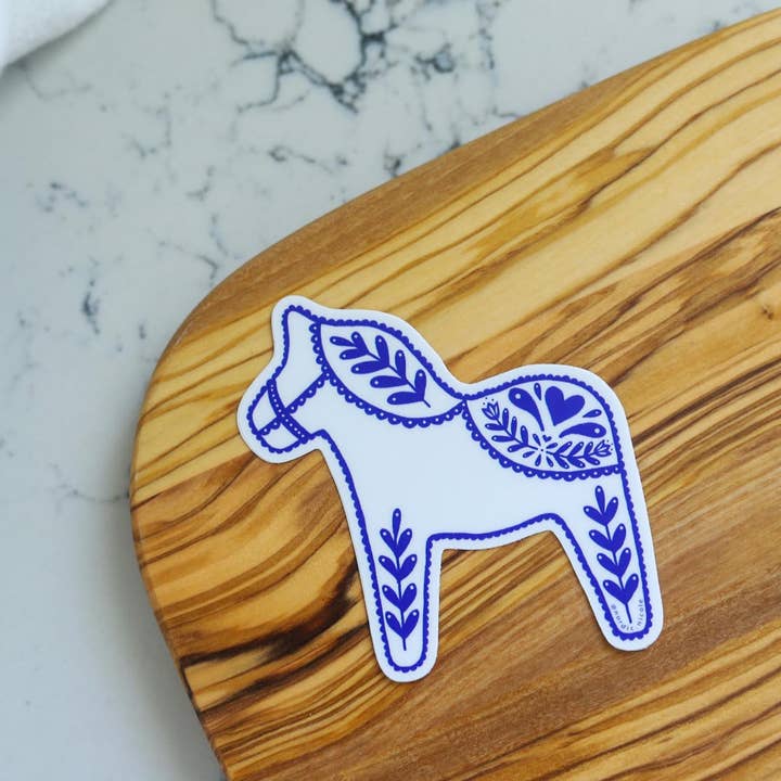 Nordic Nicole - Wholesale Sticker - Swedish Dala Horse Sticker (Red/Pink)3