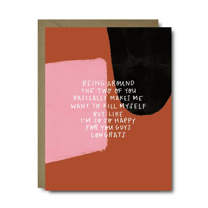 Two Of You Kill Myself Wedding Greeting Card for wholesale by Black Lab Studio