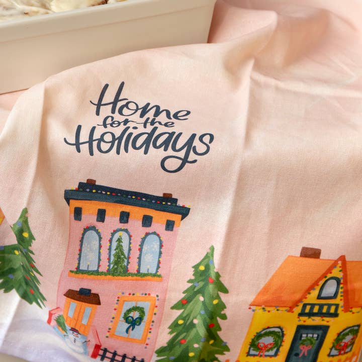 1canoe2 | One Canoe Two Paper Co. - Wholesale Tea Towel - Home for the Holidays Christmas Village Kitchen Tea Towel1