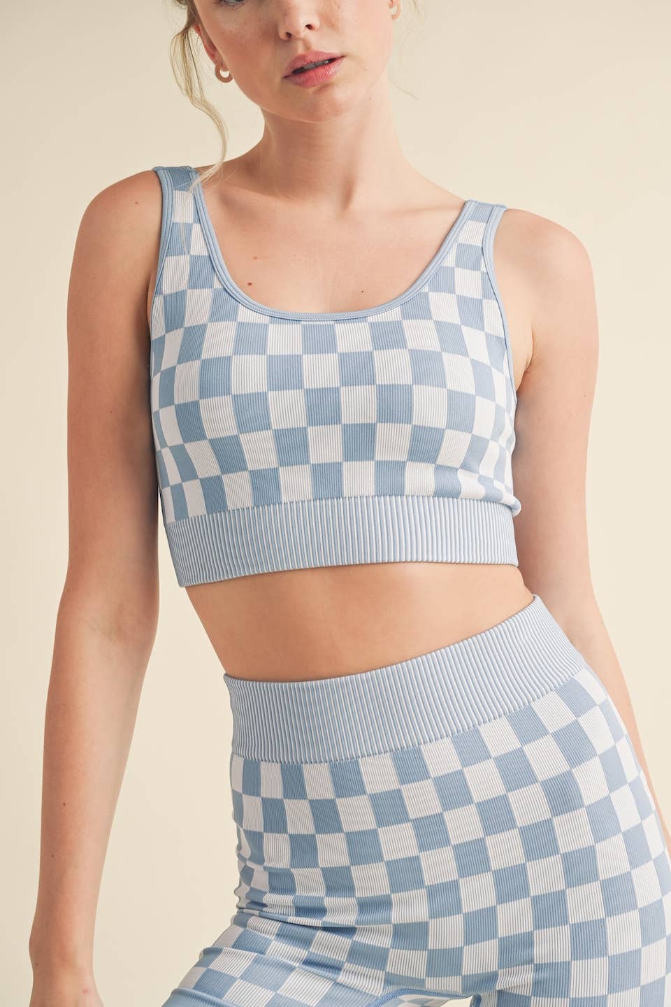 KIMBERLY C - Wholesale Activewear Set - Women's - Checkmate Cropped Two Piece Set34
