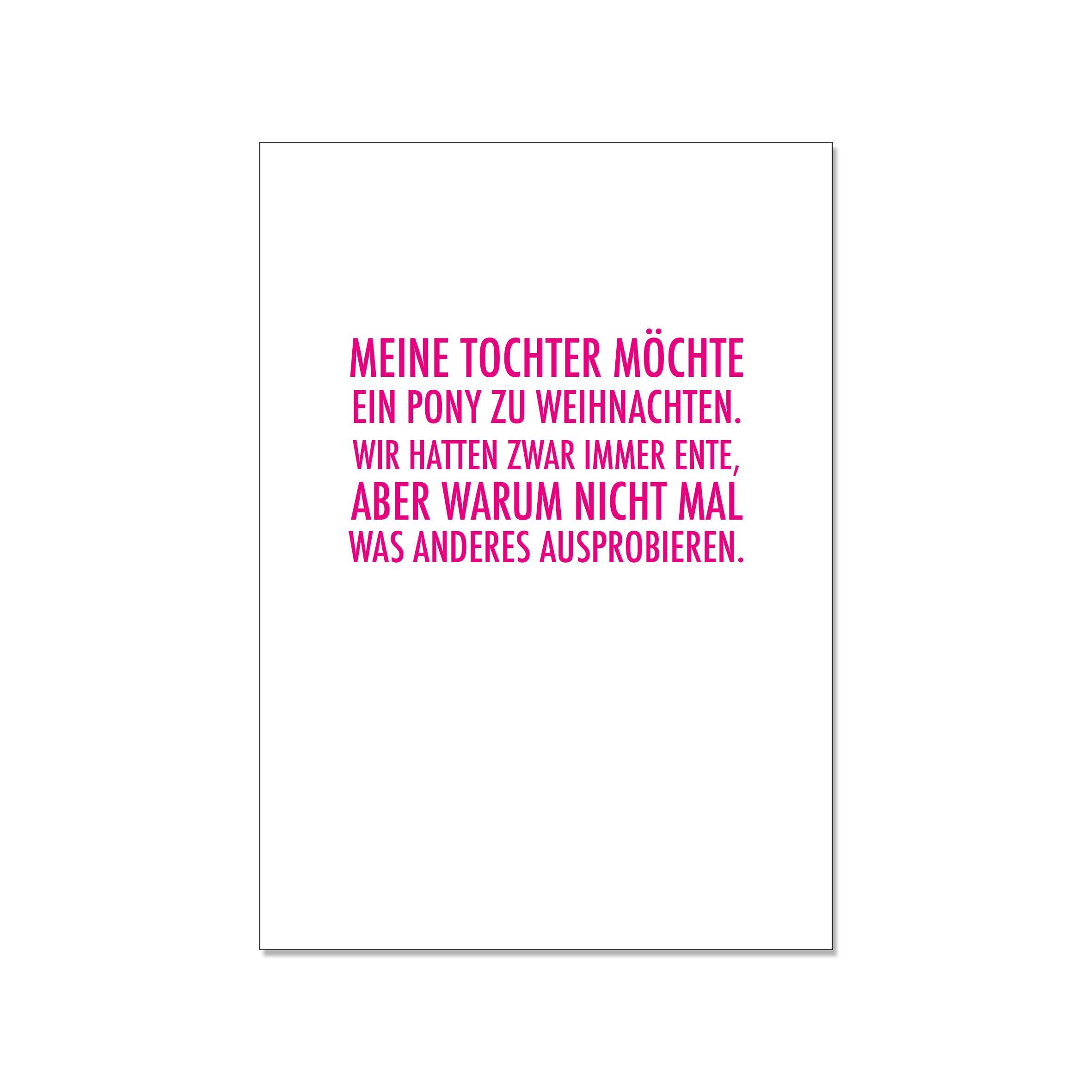 17;30 - Vente Cartes postales - Carte postale verticale, MA FILLE VEUT UN PONEY POUR NOËL. NOUS AVIONS TOUJOURS DU CANARD, MAIS POURQUOI0