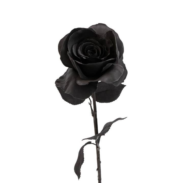 Candlelight Products Ltd – wholesale Artificial flowers – Artificial Open Rose Black 54 cm Tall 10PK1