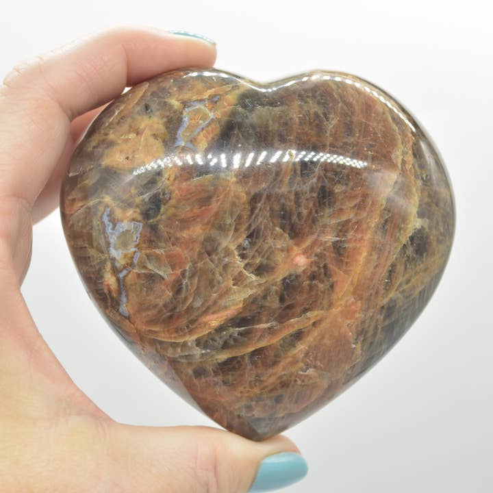 Zwarte Maansteen Kristal Hartvorm - 8 cm - 465 Gram #01 voor wholesale door Calder Crystals