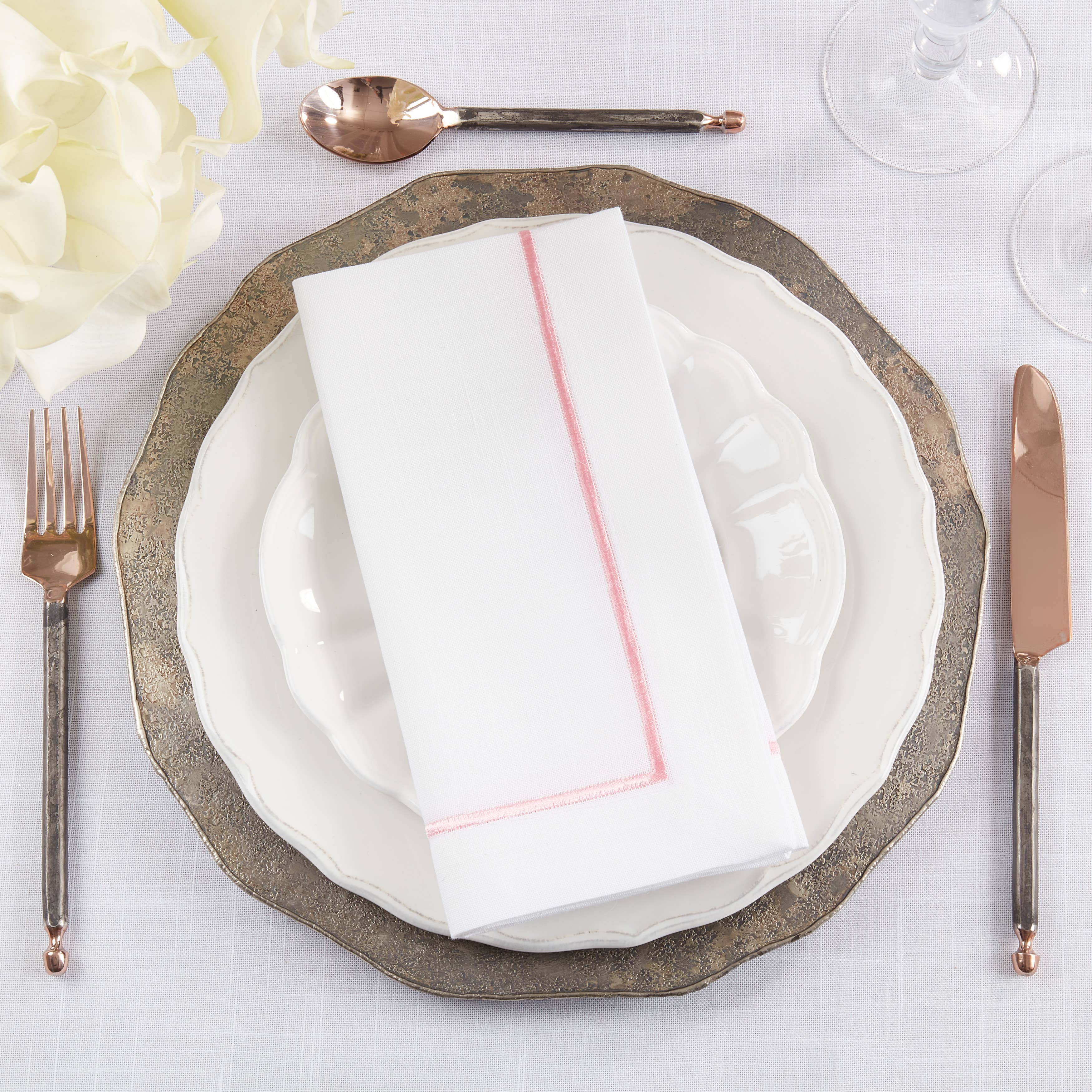 Saro Lifestyle - Wholesale Dinner & Cloth Napkin - Embroidered Line Design Napkin30