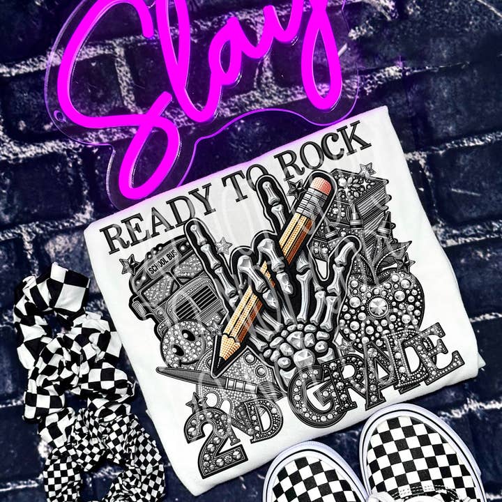 Anden klasse Tilbage til skolen Rhinestone DTF-overførsel for engroshandel hos K and M Designs