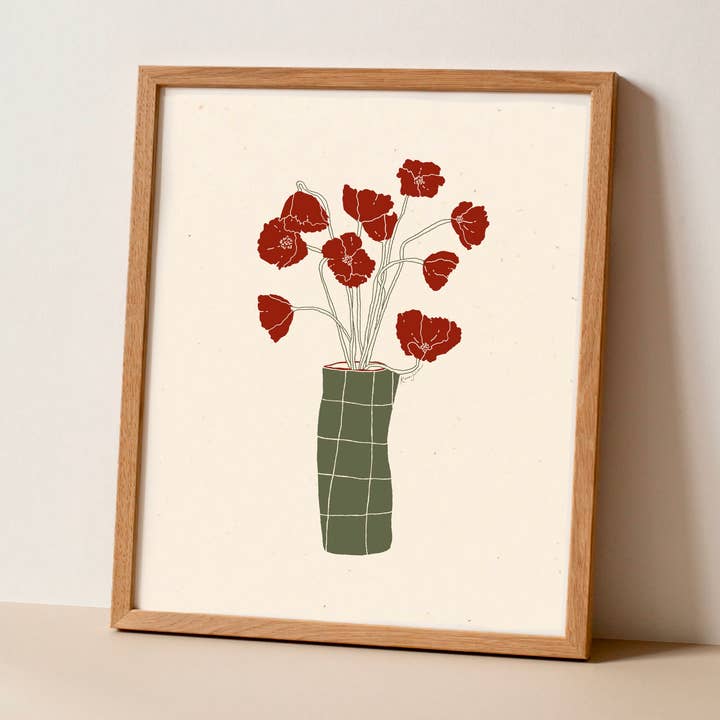 Retro Bloemenvaas Kunstprint - Hush Poppy Collectie voor wholesale door Kaari & Co.