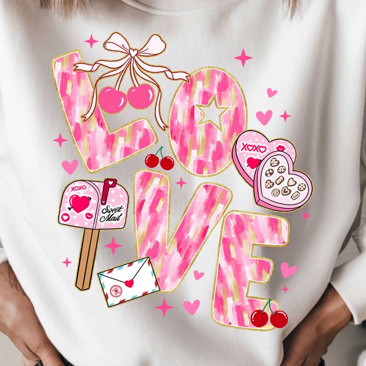 PINK LOVE VALENTINES DTF TRANSFER for wholesale by Remi Lee Transfers